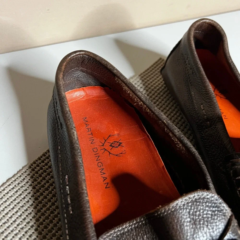 Martin Dingman Bill Brown Leather Horsebit Driving Loafers Mens 10 M Brazil